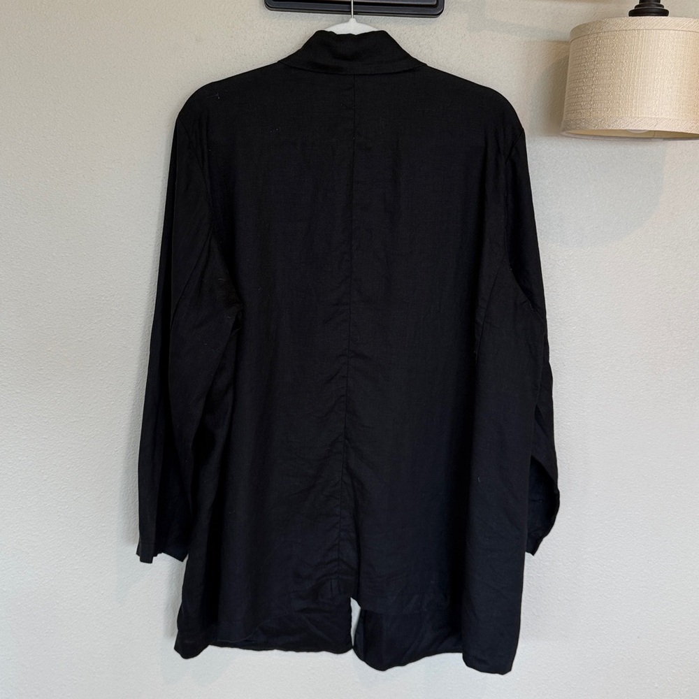 Eileen Fisher Organic Linen Long Blazer Black XL - Picture 12 of 13